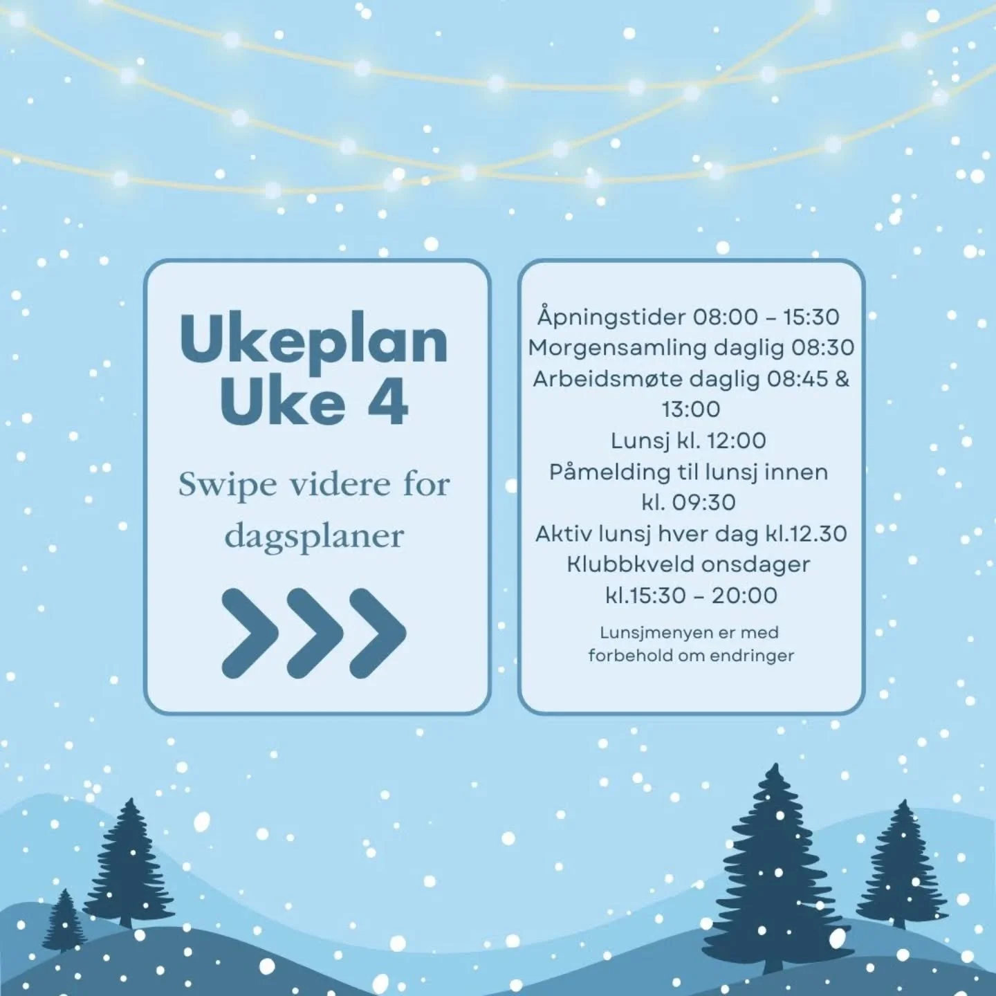 Her kommer neste ukes plan😍