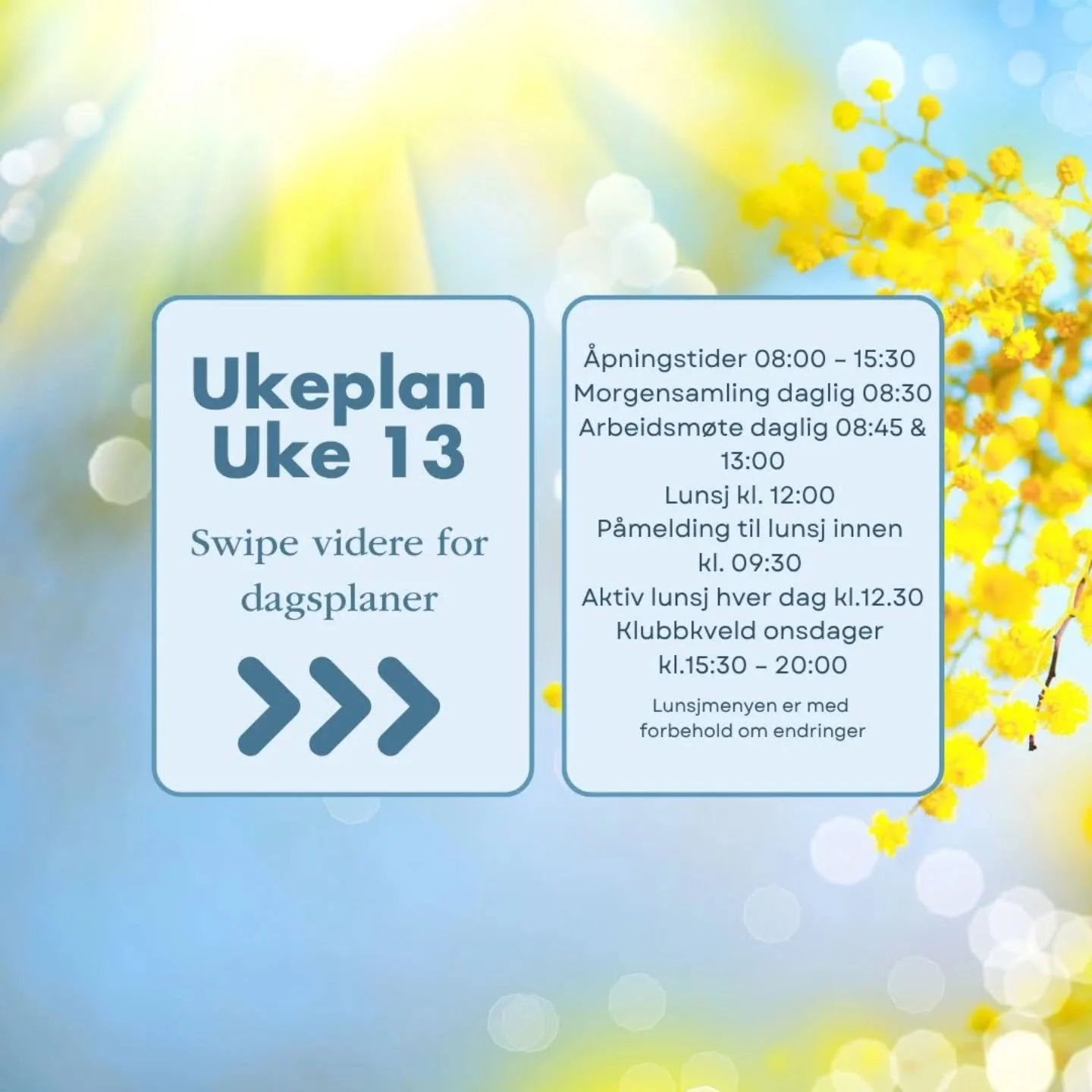 V&aring;ren er i anmarsj, og her kommer neste ukes plan🌞😍