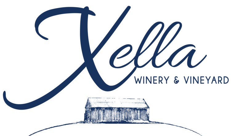 Logo of Xella Winery & Vineyard depicting stylized text and a barn illustration.