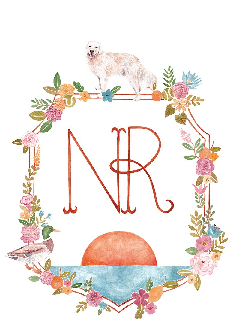 custom wedding crest pet portrait