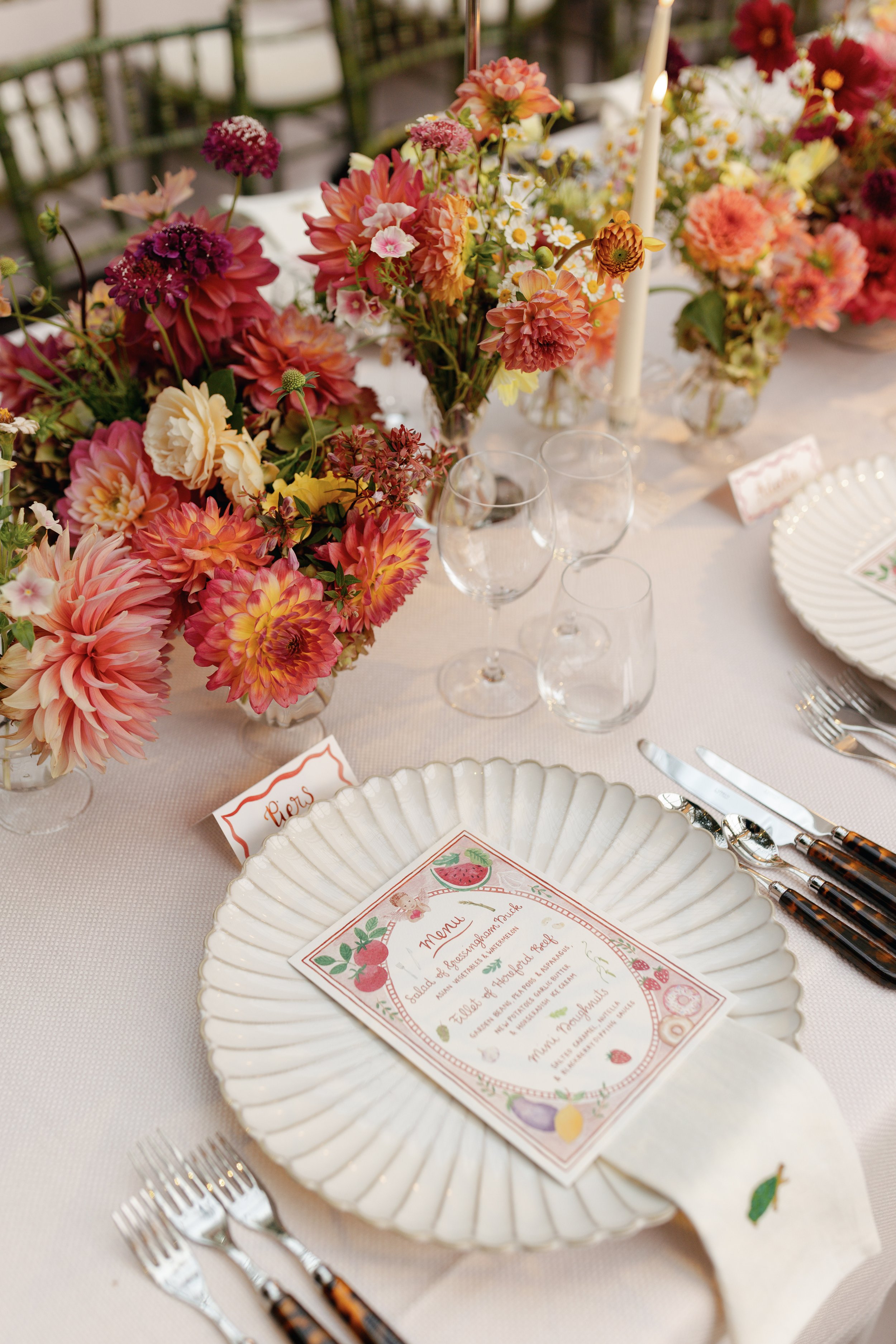 Illustrated wedding menu