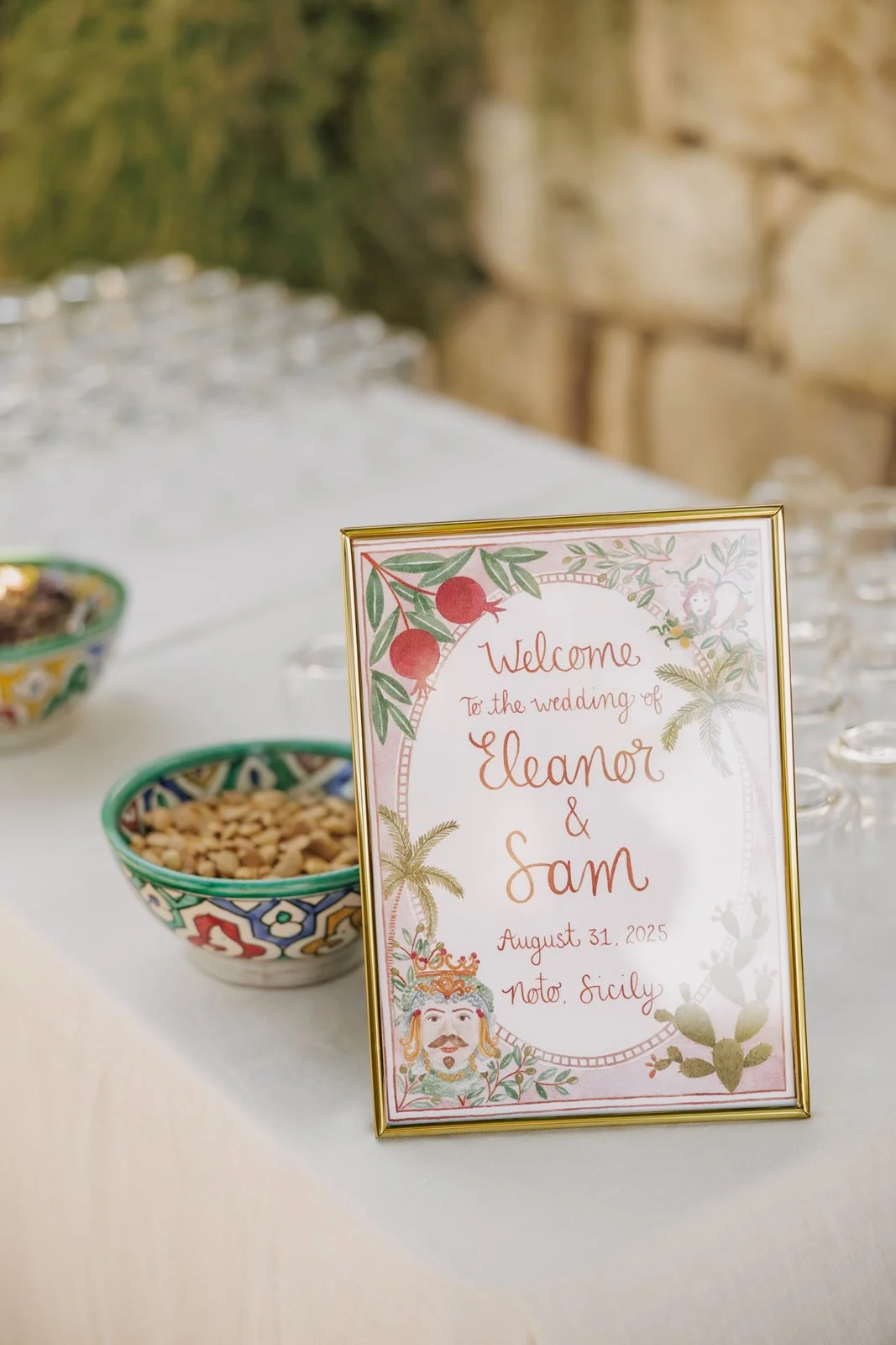 Sicily hand painted wedding stationery