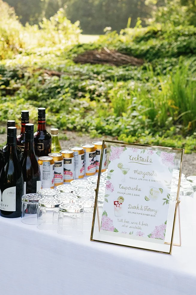 illustrated floral cocktail menu