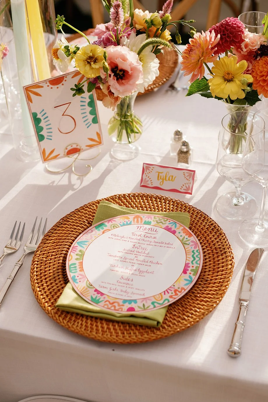 custom illustrated round menu