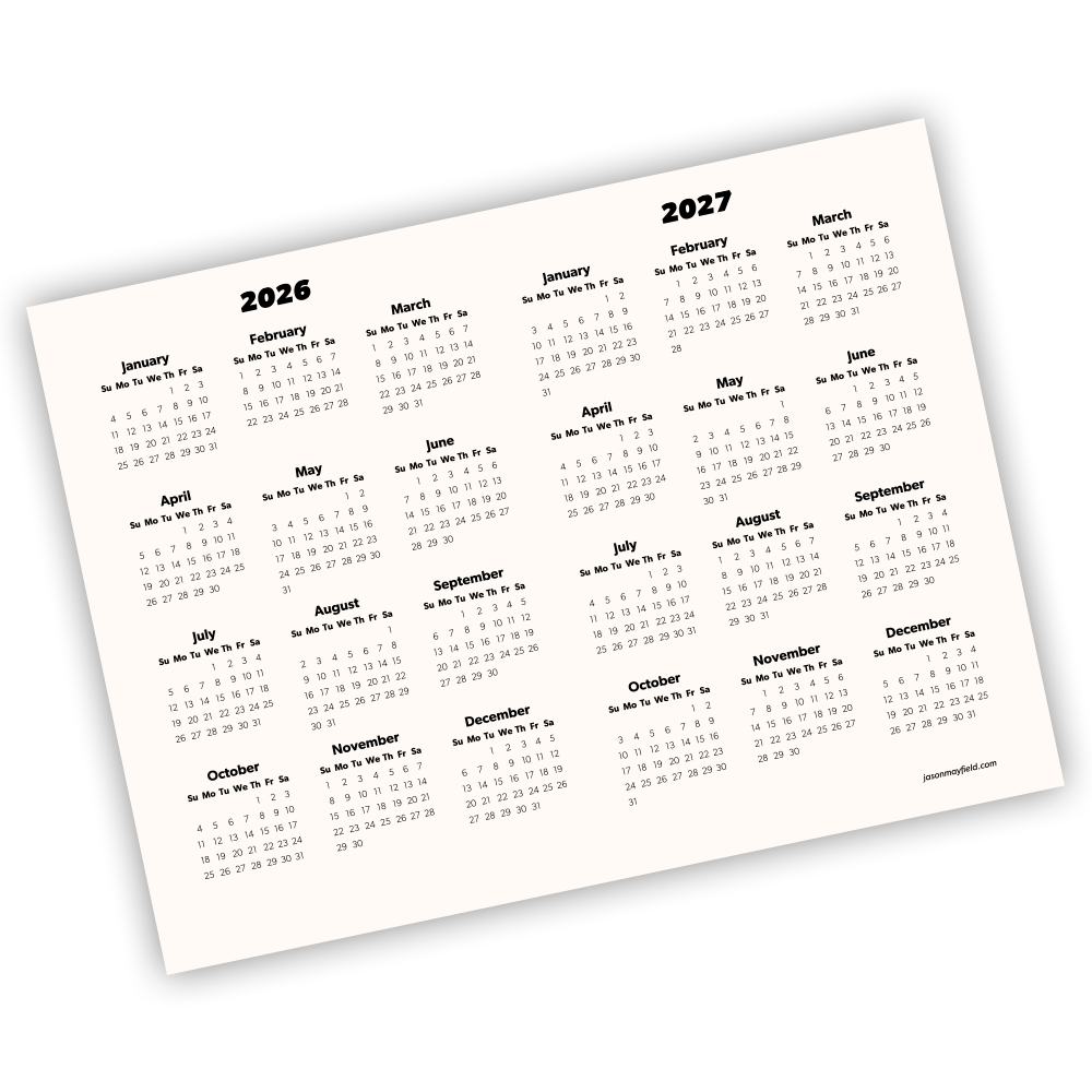 Bible Tracking Calendar 2026-2027