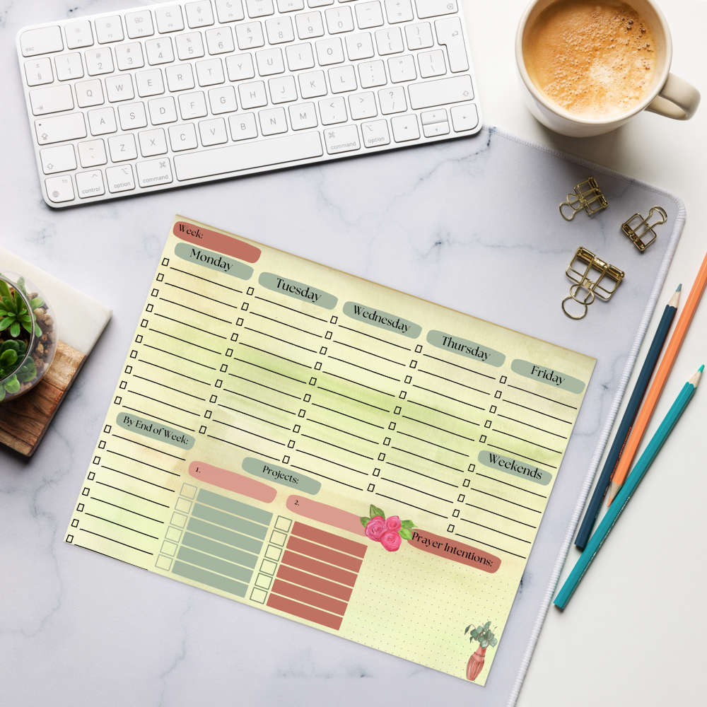Weekly planner notepad
