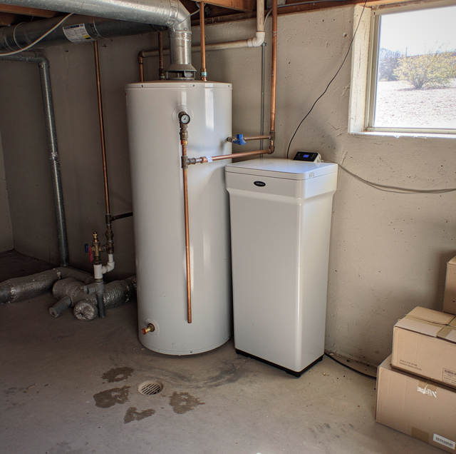 two water treatment units with salt bag and cartridge