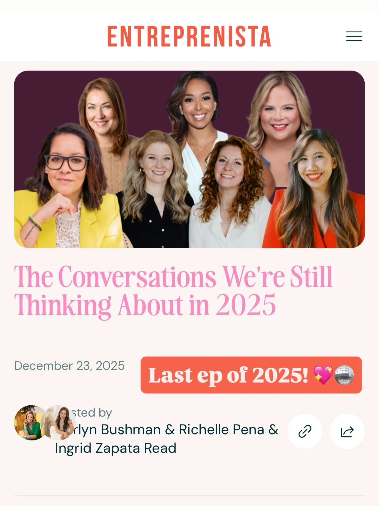 Such a fun episode to record with my fabulous cohost @carlynbushmanconsulting as we look back at some of the interviews we had this year with @entreprenistas like @iamjacwhite @glogovan @thenatalierosado and more! This was our last episode of 2025 an