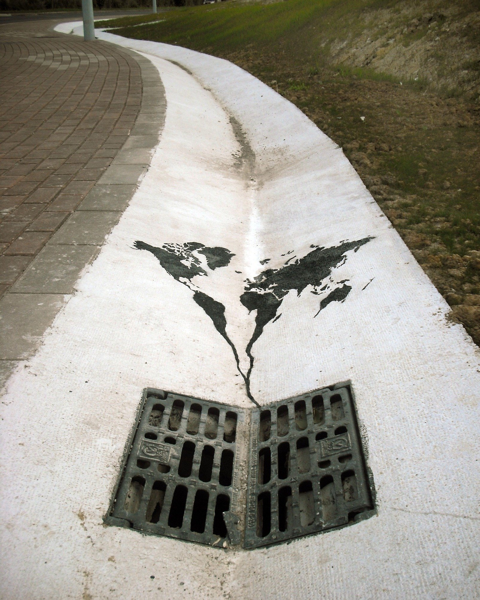 Maybe one of the most famous Pejac&rsquo;s of all times, the world slowly going down the drain is surely an image that leaves no one untouched. 

Which of Pejac&rsquo;s pieces of street art do you love most?

&copy; PEJAC &bull;@pejac_art 
 
.
.
.

#