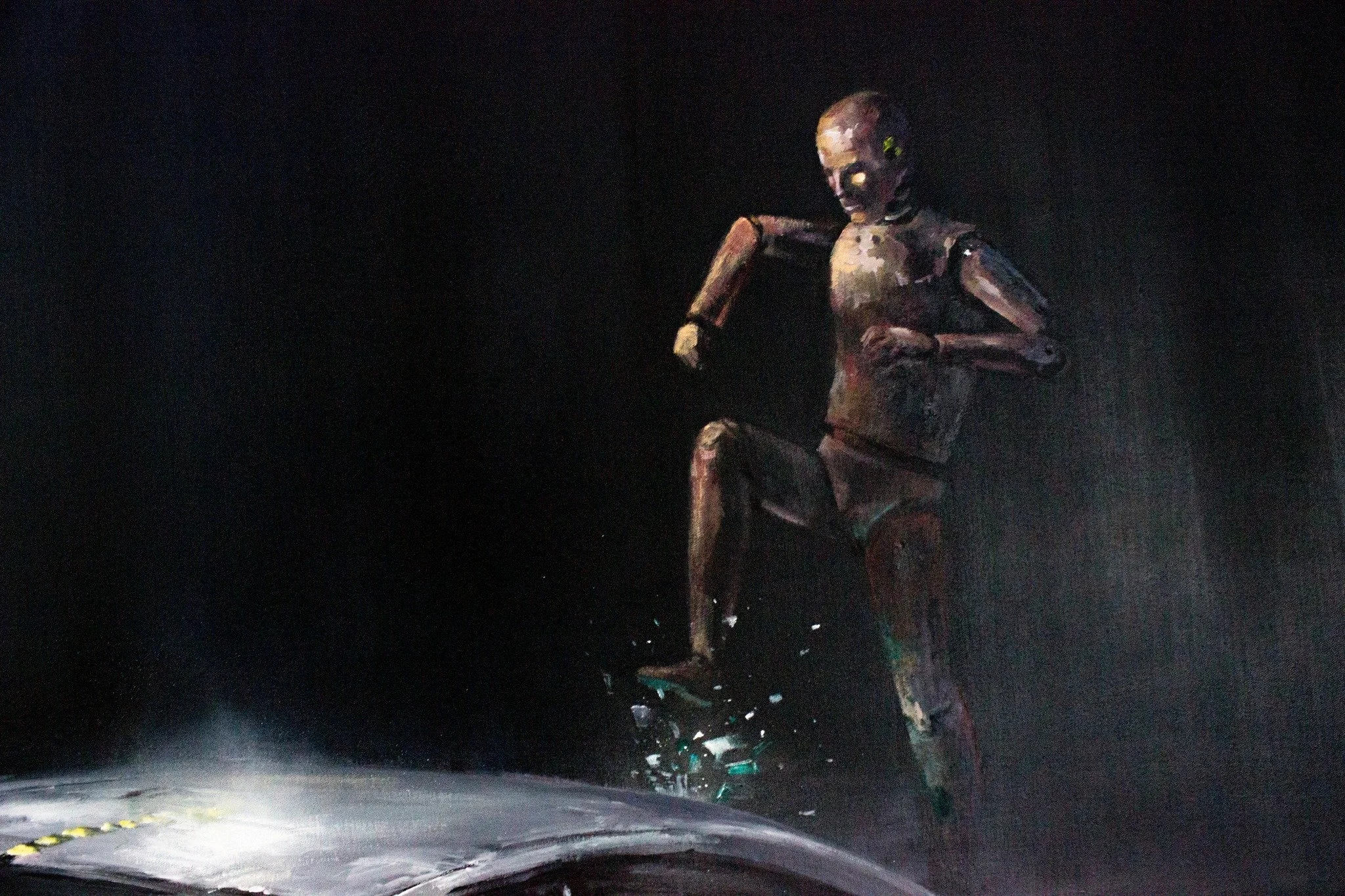 This striking piece &ldquo;Rage against the machine&rdquo; from Pejac&acute;s first exhibition in 2016 &ldquo;Law of the Weakest&rdquo;, is an outstanding artwork which plays with contrasts and fine lines. It explores the relationship between humans 