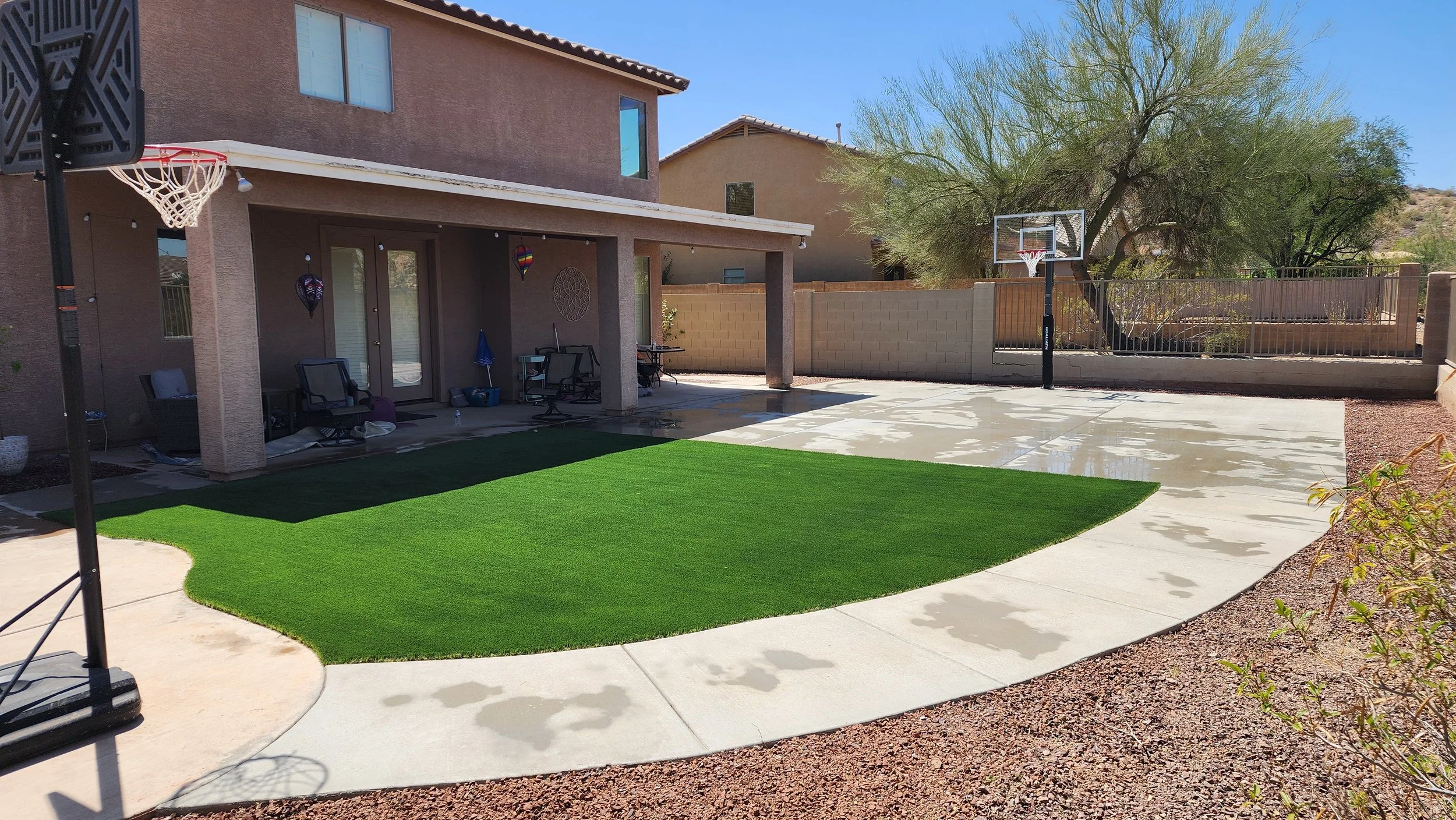 Artificial Turf and Concrete Basketball court
