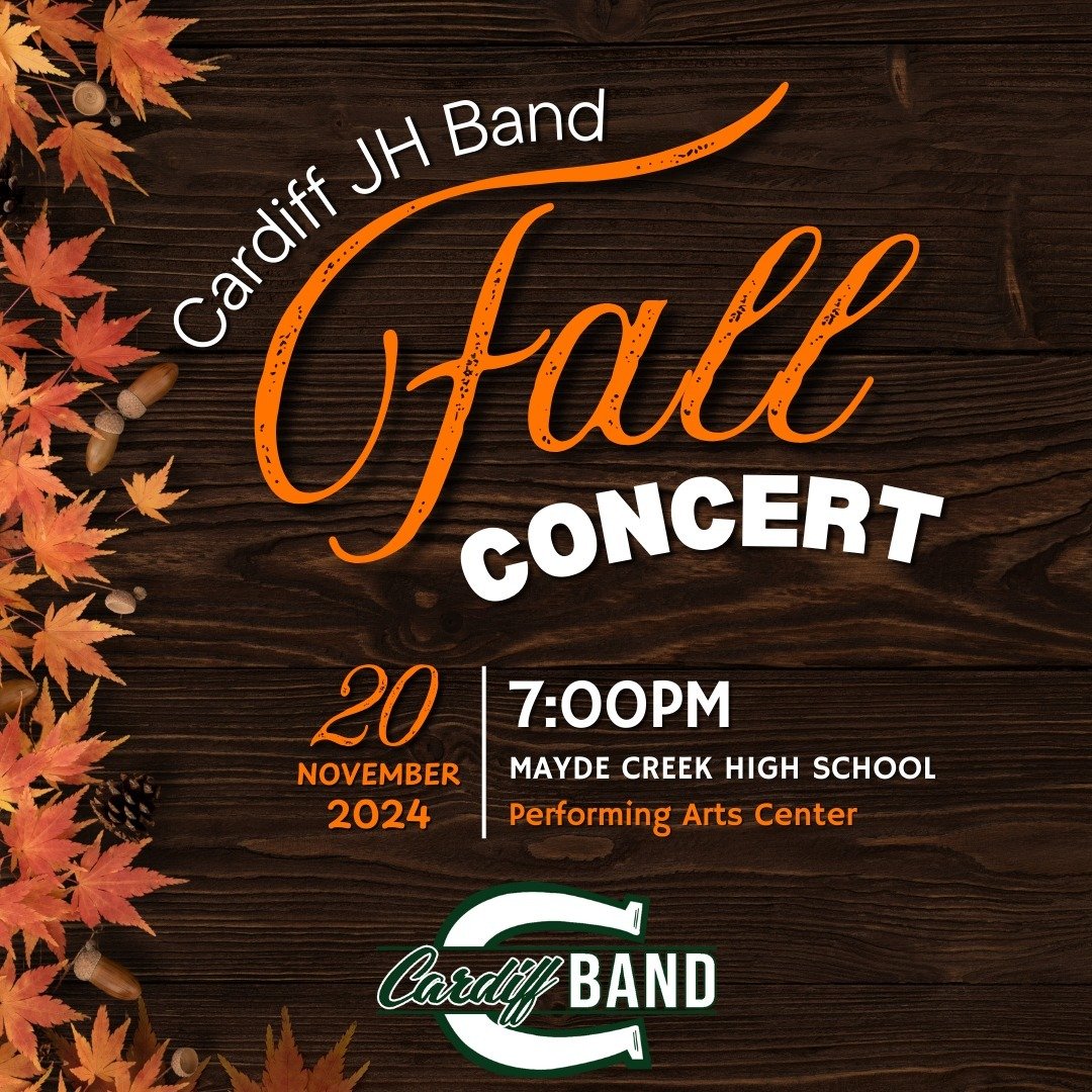 Join us this Wednesday in the Mayde Creek HS Performing Arts Center for our Fall Concert!