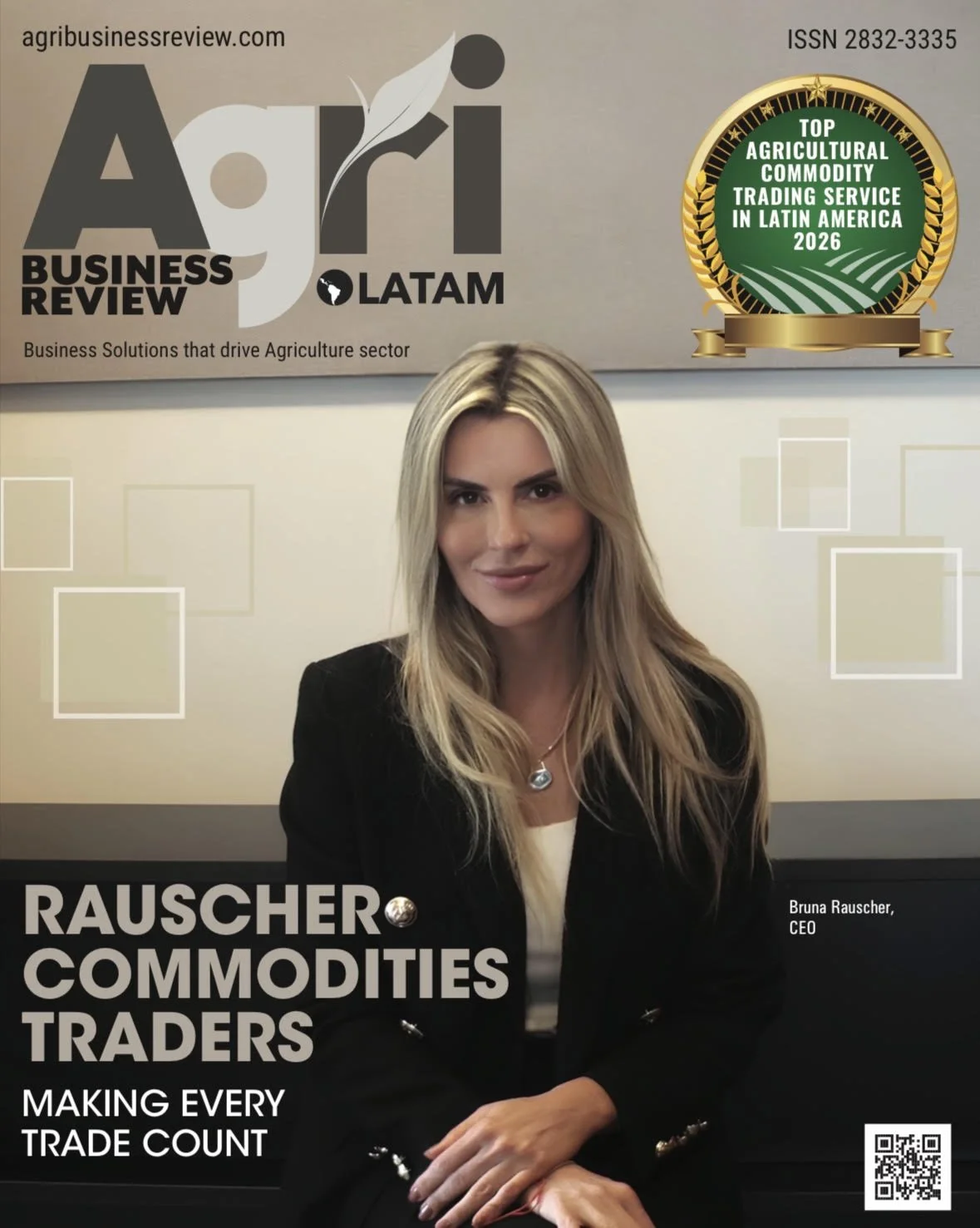 Award of Top Agricultural Commodity Trading Service Latin America 2026 - Agribusiness Review Magazine