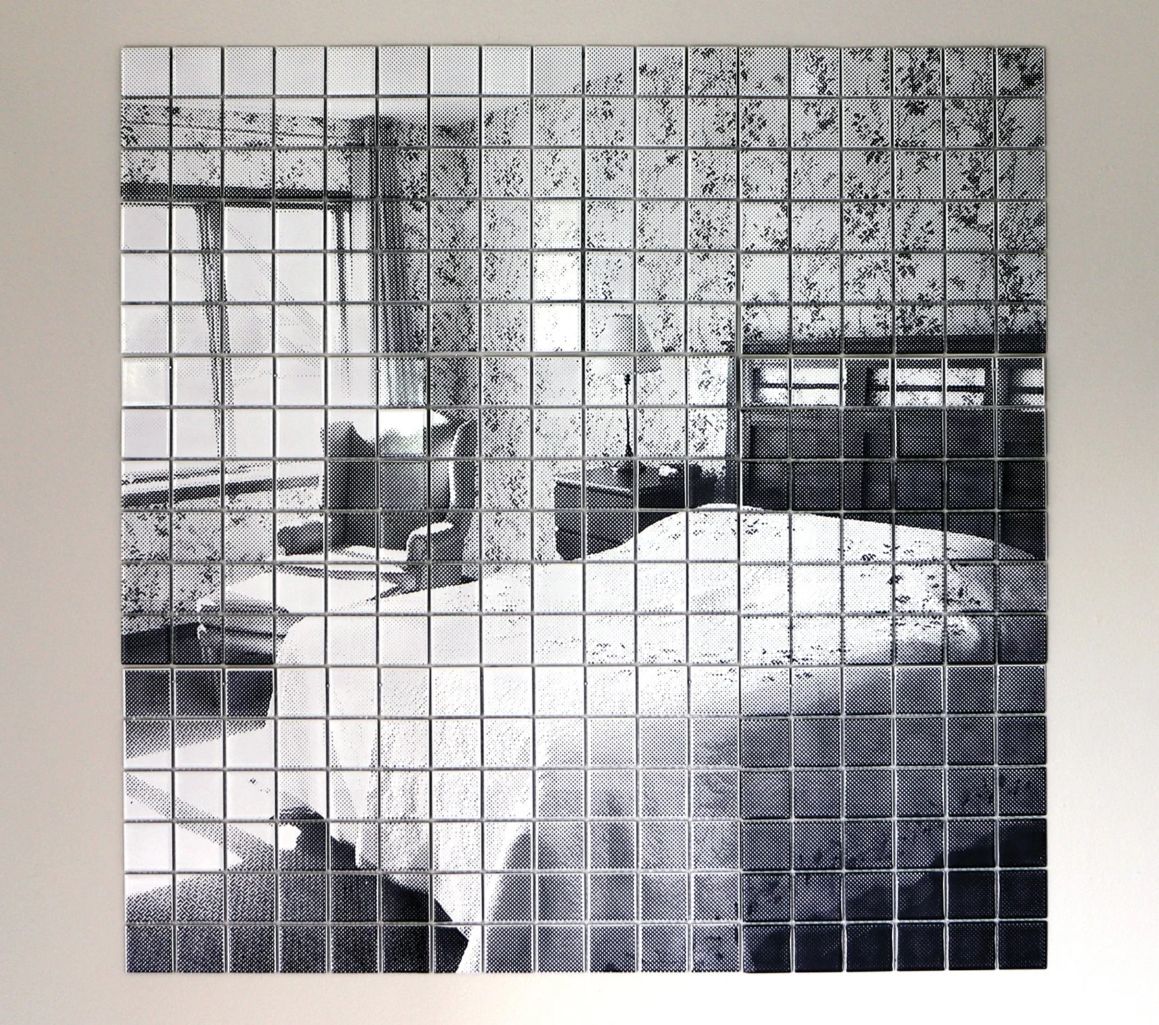 Nebraska Bedroom, 2022, Screenprint on tile, 35x35 inches.jpg