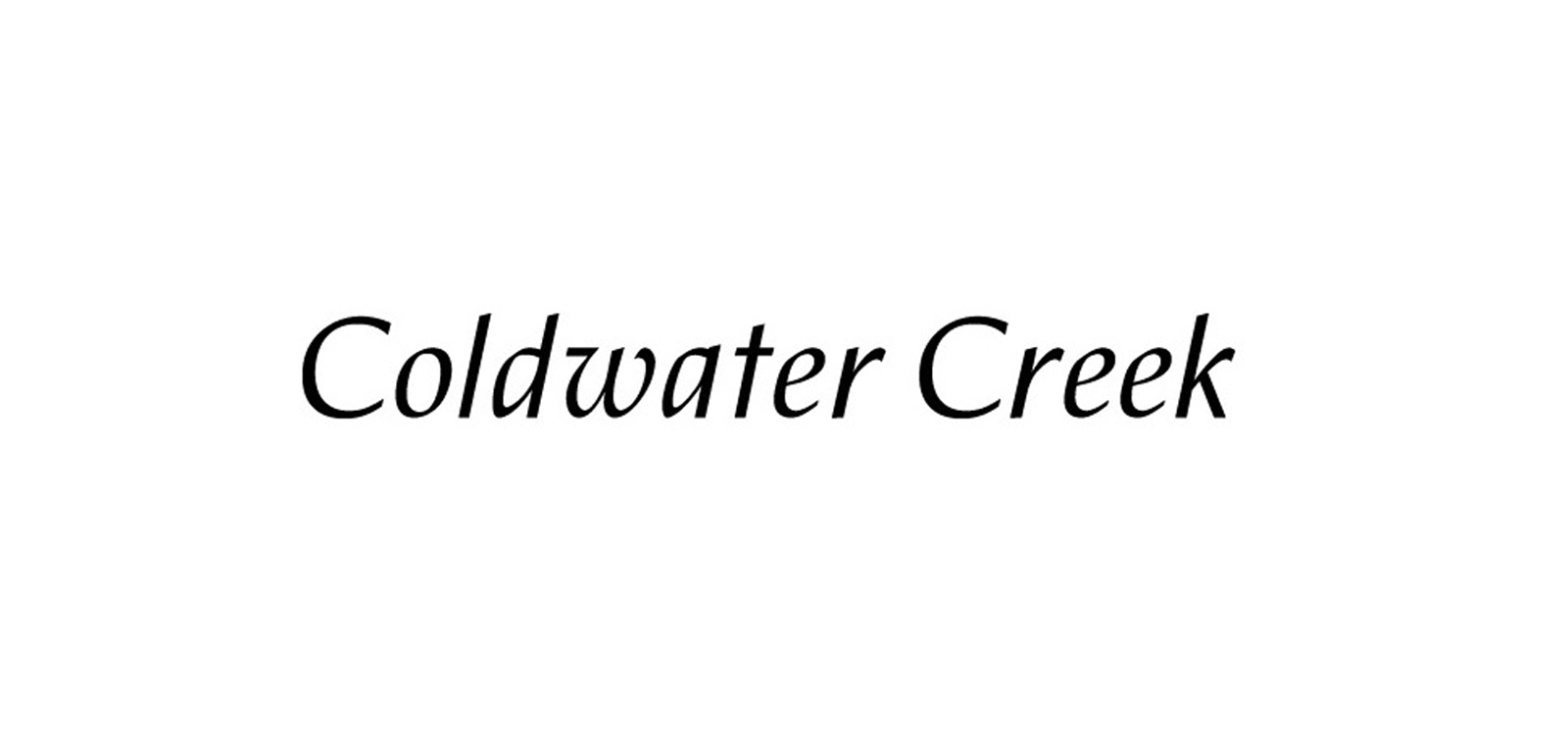 Text on a white background that reads 'Coldwater Creek' in black cursive font.