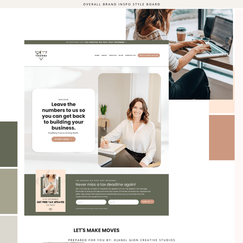 A website design for a brand strategy consultant, featuring text about focusing on brand marketing for business growth.