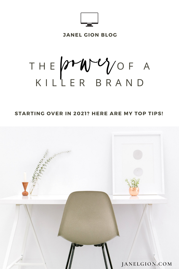 A blog post graphic from Janel Gion about business branding and brand development for small businesses.