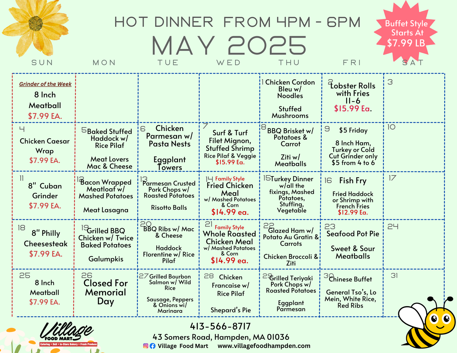 Lunch/Dinner Menus — Village Food Mart