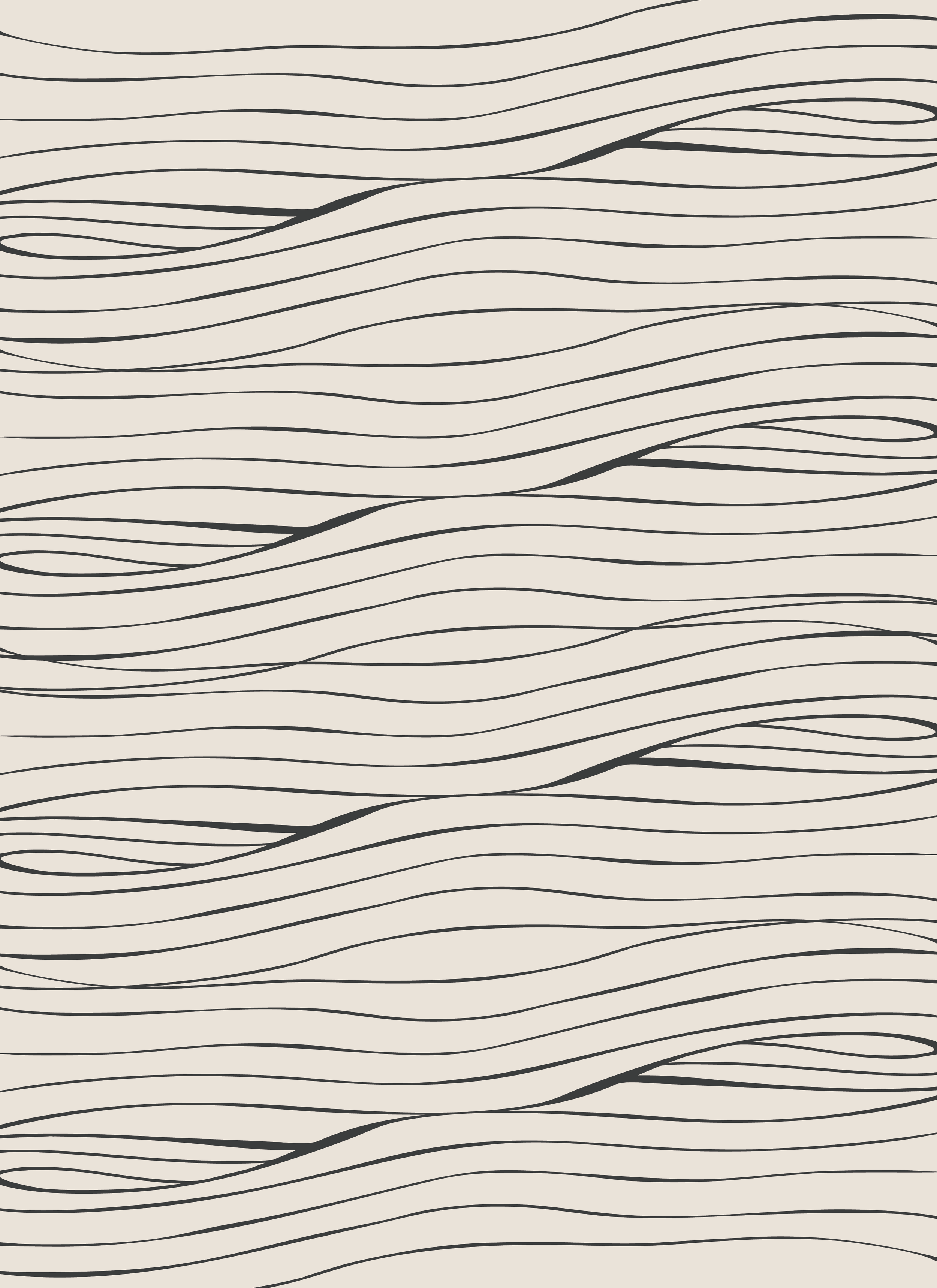Abstract pattern of wavy black lines on a beige background.