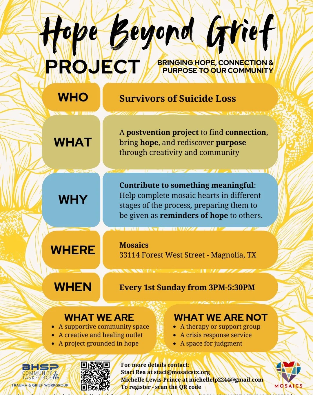 Hope Beyond Grief Project Monthly Gatherings
