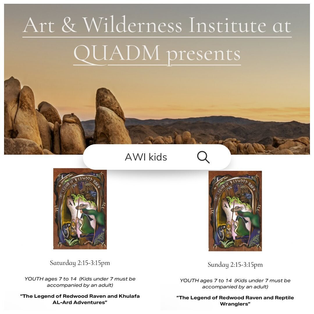 Ok! We&rsquo;re finally announcing our partnership with @artandwilderness_institute for this year&rsquo;s QUADM- for BOTH kids AND adults! It&rsquo;s a bit different, so check out the info below- 

KIDS: Saturday- YOUTH ages 7 to 14 (Kids under 7 mus