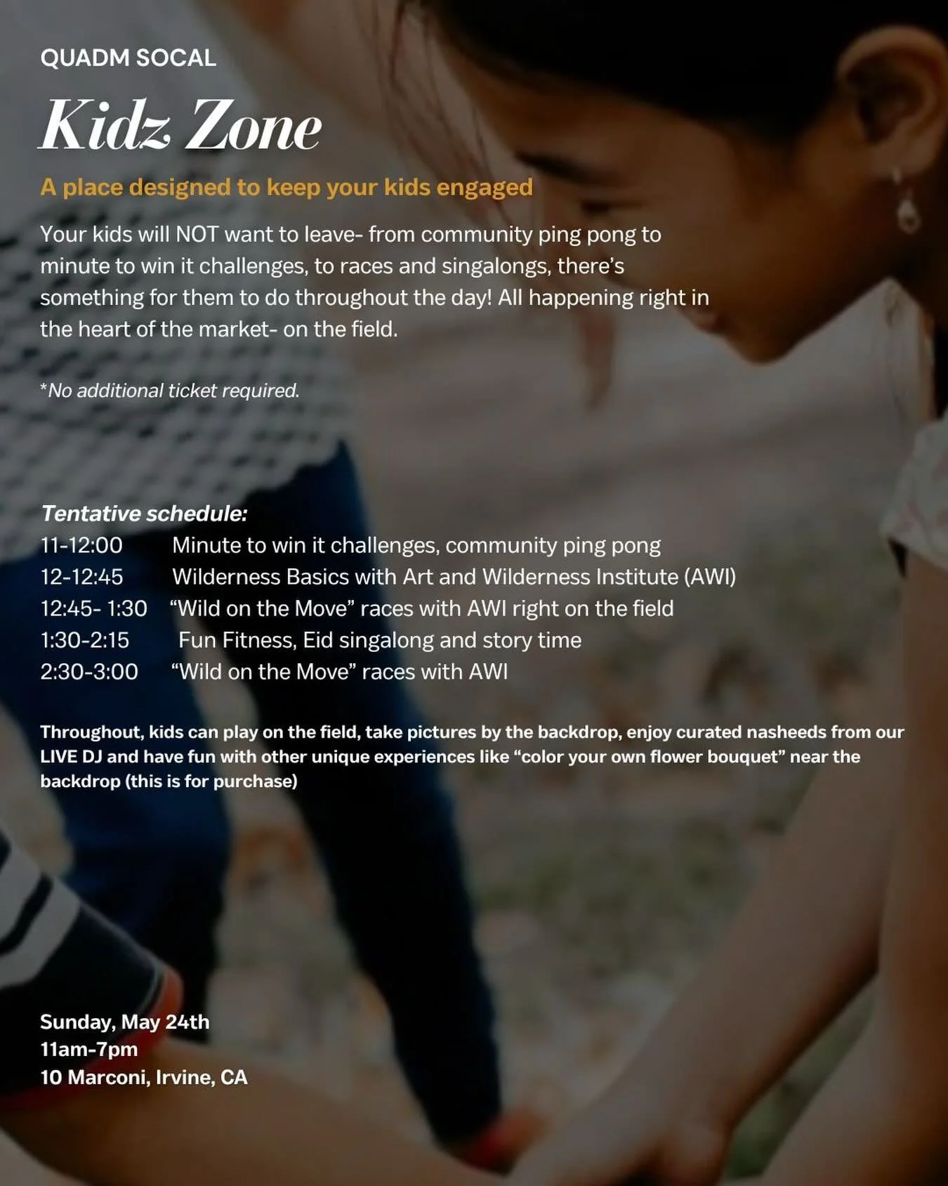 Kidz zone Schedule!! Plan your day at QUADM accordingly- it&rsquo;s going to be fun for the whole family in sha Allah! 

@artandwilderness_institute 
@minimindfulmuslims 
@mymonavation