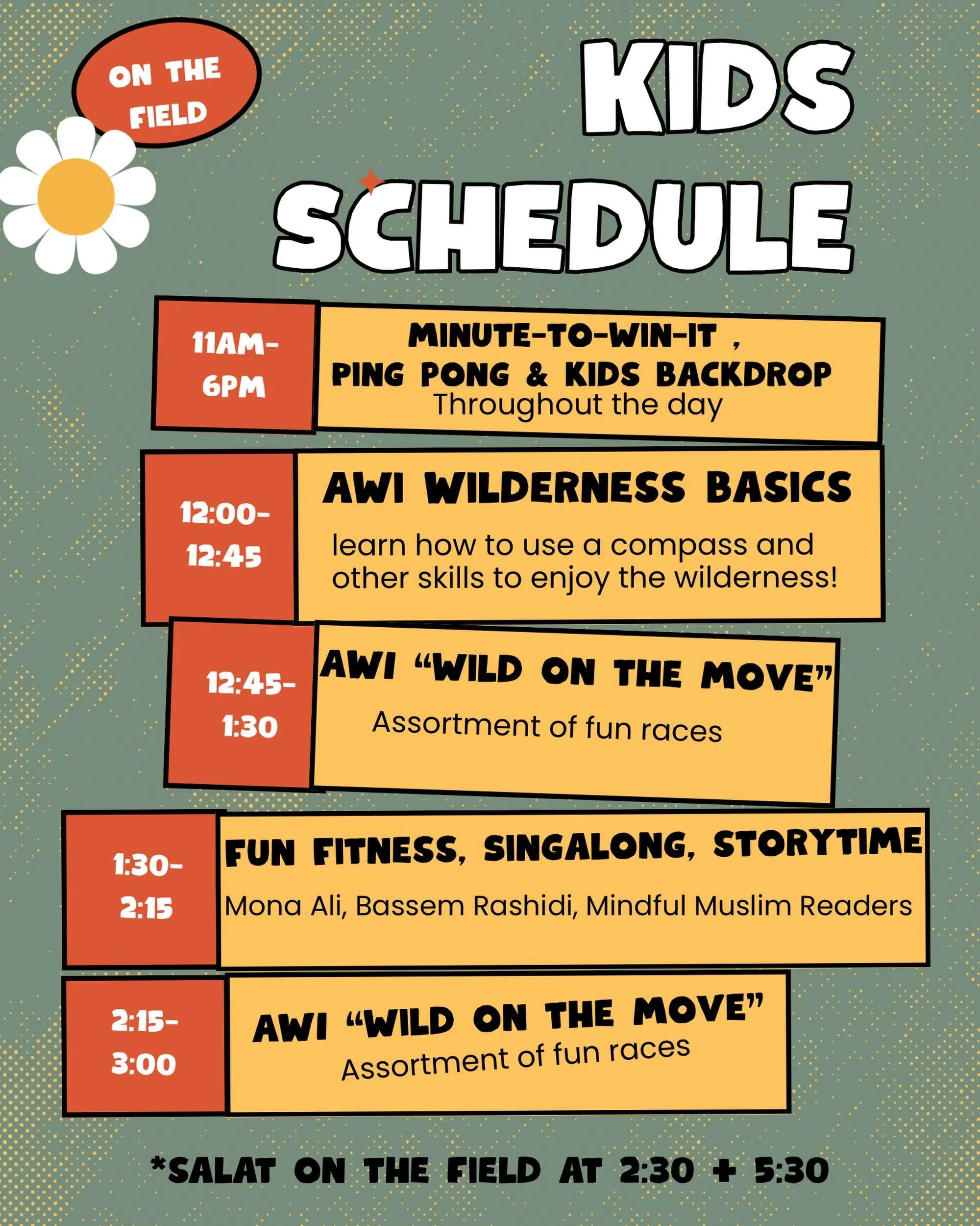 We&rsquo;ve put together a schedule for you and your family to take the guess work out! Screenshot and save 🤍

Throughout the day, the kiddos can go back and forth between activities. Minute to win it challenges, ping pong and backdrop designed by @