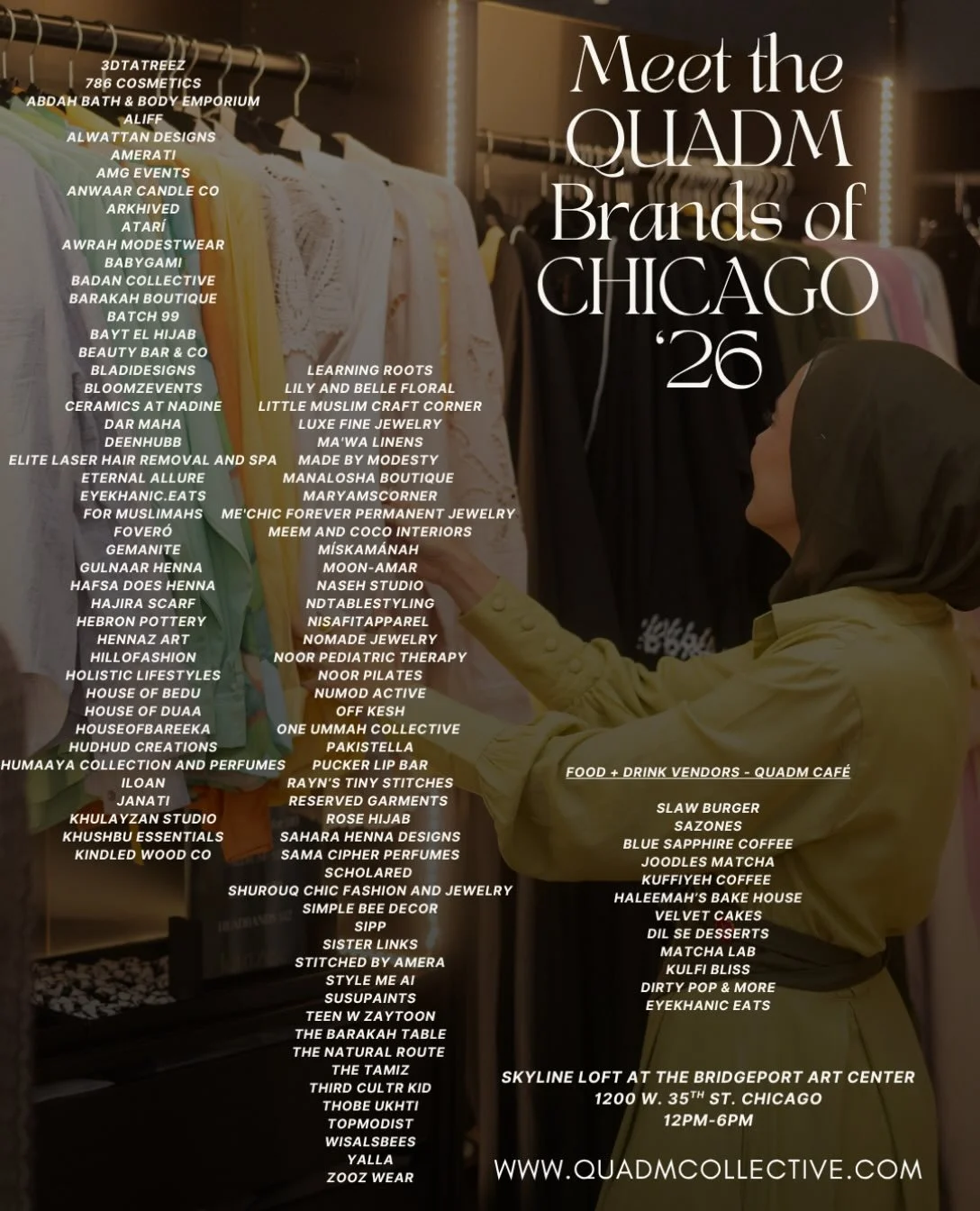 CHICAGO, IT&rsquo;S FINALLY HERE! IN JUST TWO DAYS- Sunday! 
QUADM is back for our 3rd Annual Market, and you definitely don&rsquo;t want to miss this!  
This isn&rsquo;t just a shopping event, it&rsquo;s a movement to support 100+ incredible Muslima