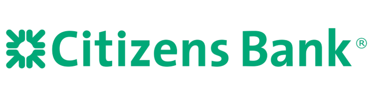 Citizens Bank logo with green text and symbol on a white background.