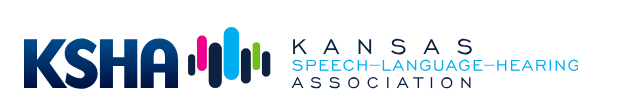 Logo of the Kansas Speech-Language-Hearing Association with the acronym KSHLA and colorful sound wave design.