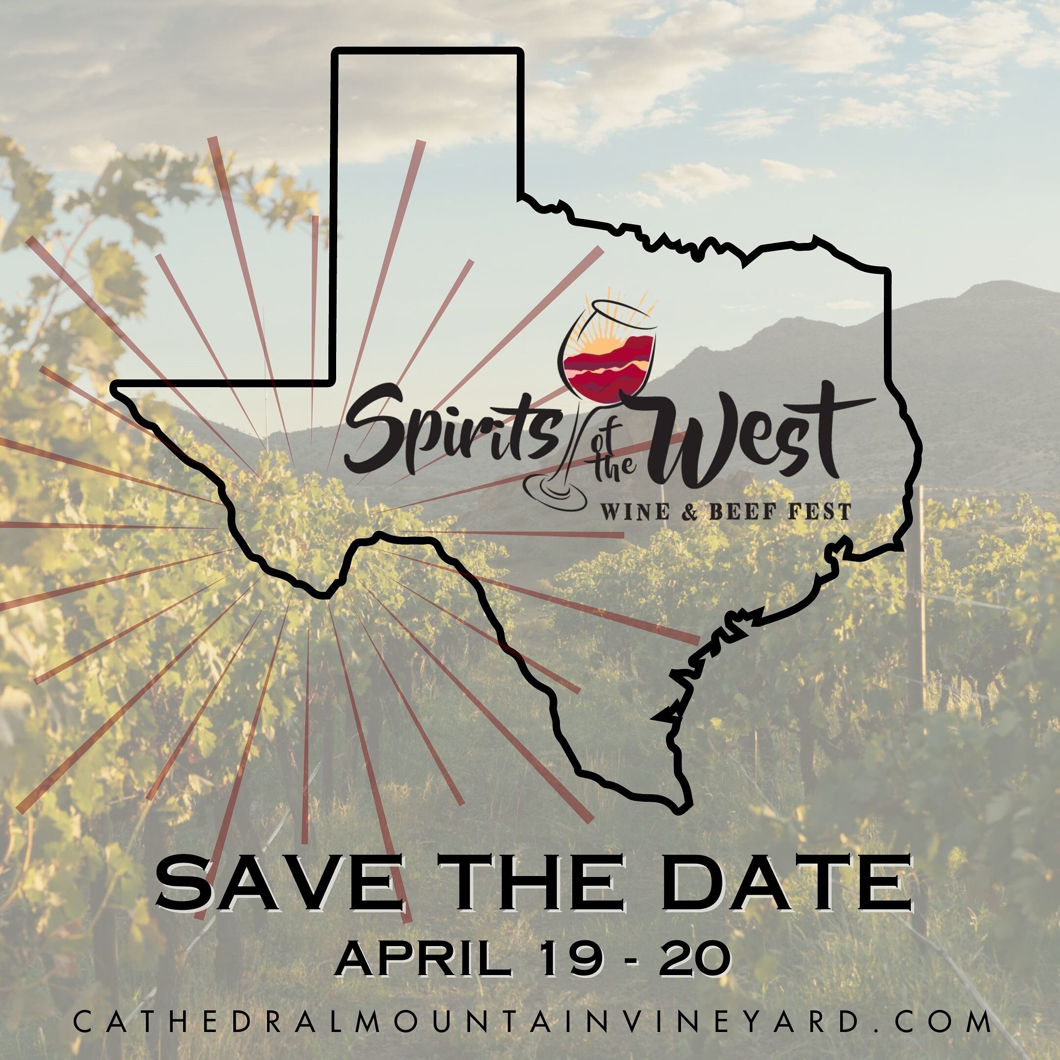 Mark your calendars for April 19-20 and join us at the Spirits of the West Festival in Alpine, Texas! For event details and more information, visit the Spirits of the West website. See you there!
#CathedralMountainVineyard #SpiritsOfTheWest #WineFe