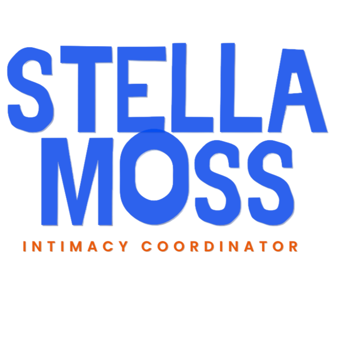 Text graphic with large blue letters spelling 'STELLA MOSS' and smaller red and orange text below that reads 'INTERIM GYM COORDINATOR'.