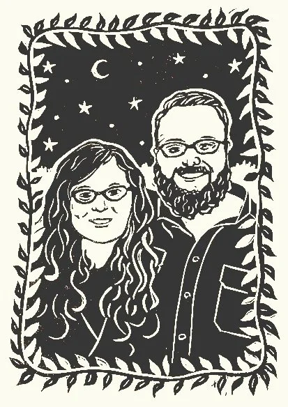 Custom Wedding Portrait   |   linocut