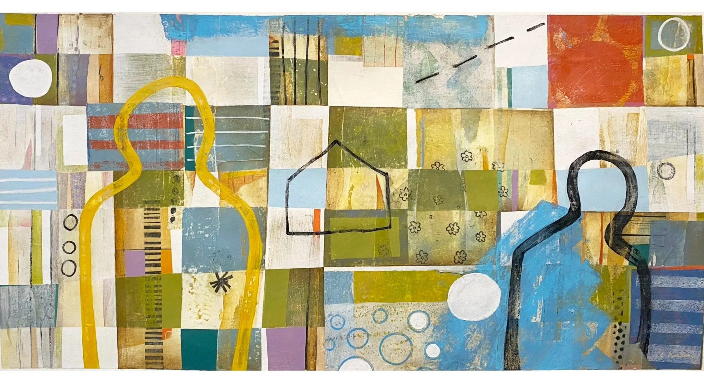 SHELTER   |   acrylic and collage on paper   |   20" x 38"