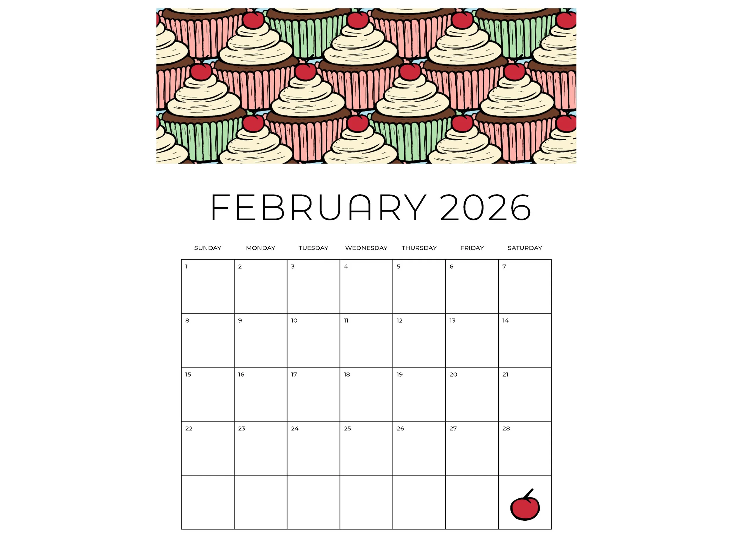 FEBRUARY CALENDAR PAGE