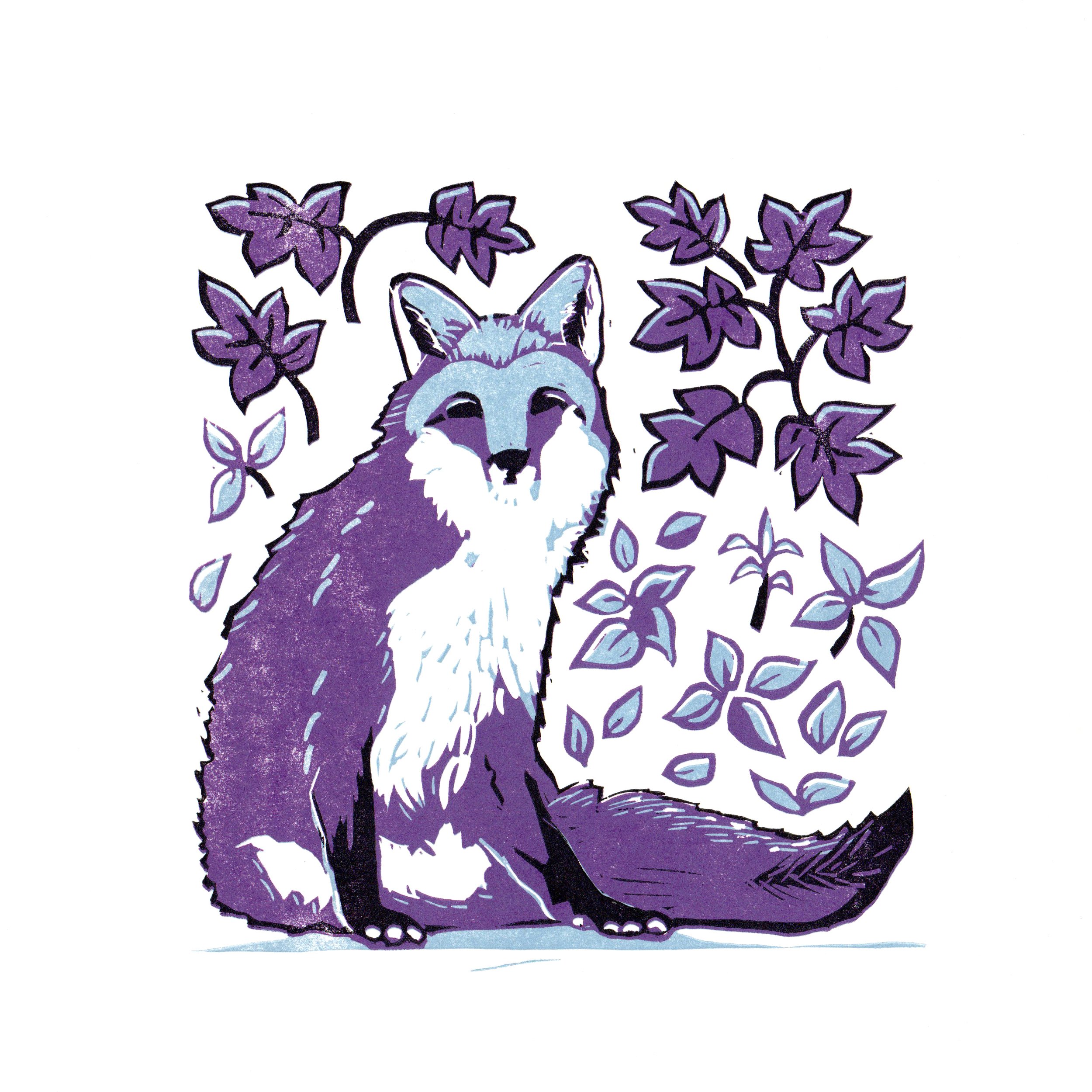 FOX   |   reduction linocut   |   6" x 6"