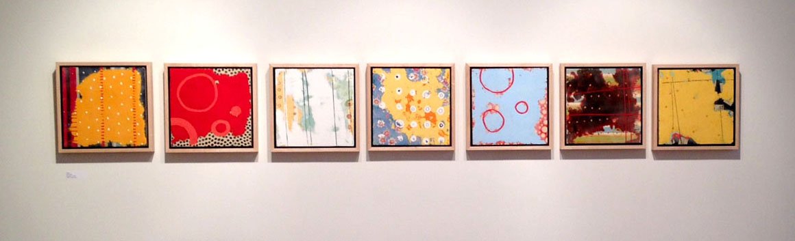 ENCAUSTIC GROUP   |   encaustic and collage on wood panel   |   12" x 12" each   |   SOLD
