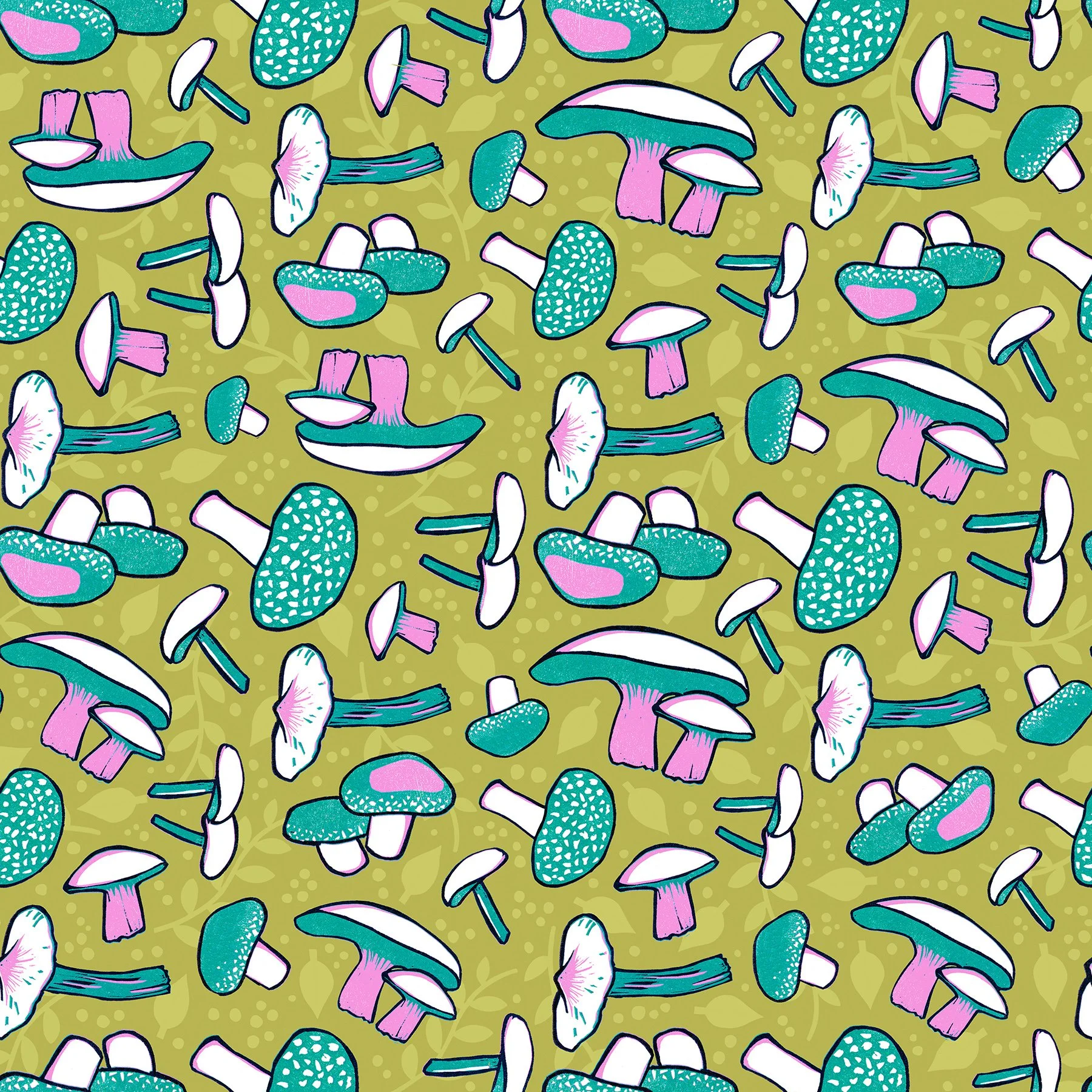 Block Print Mushrooms
