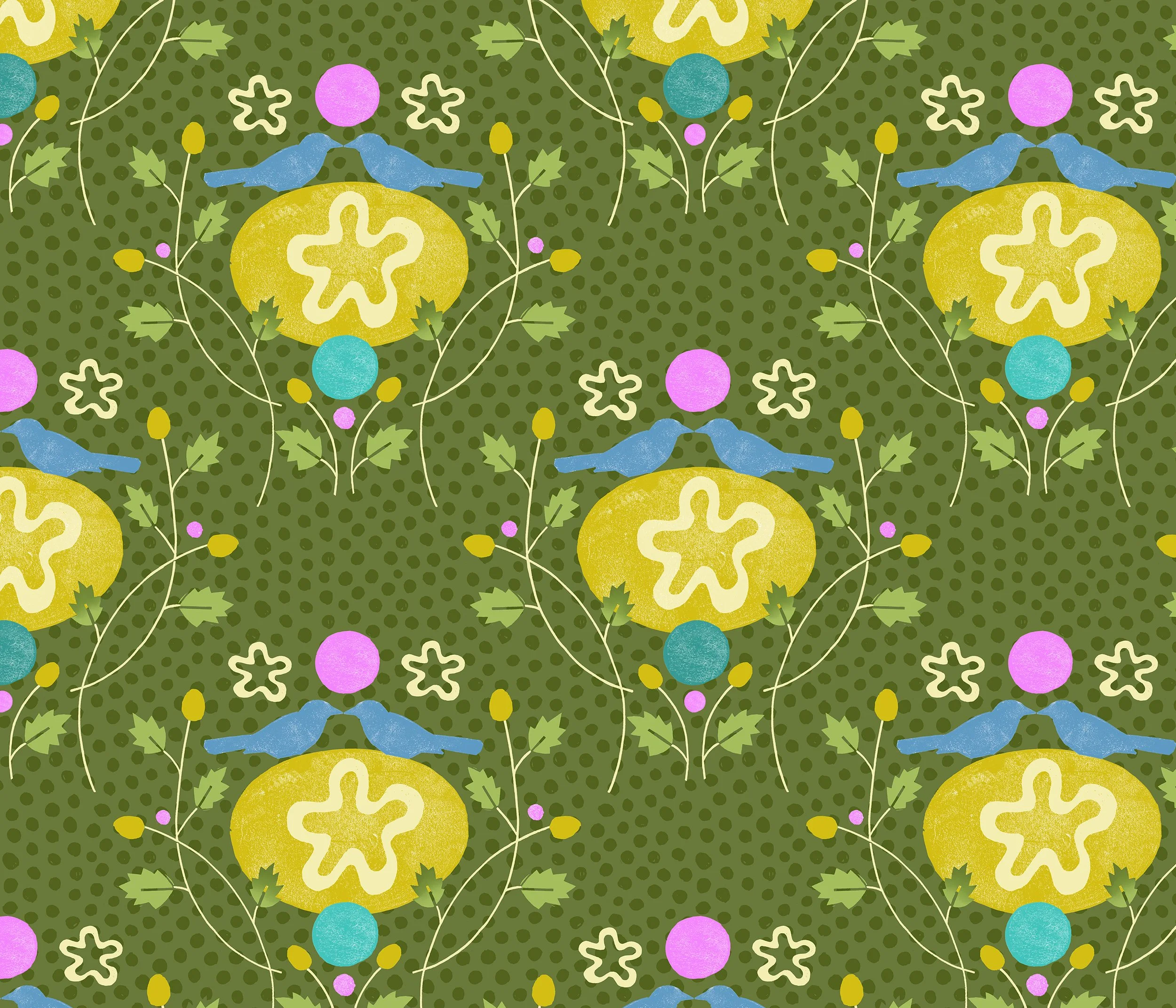 Oval Bird Damask