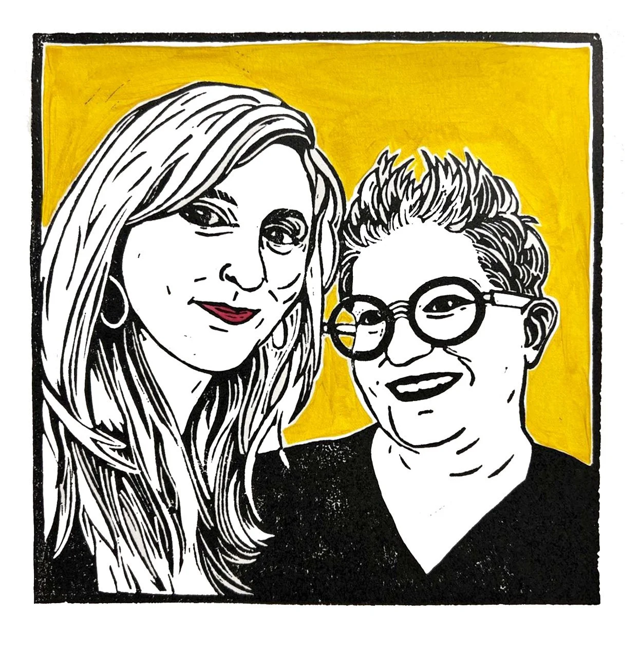 Custom Portrait   |   linocut with gouache