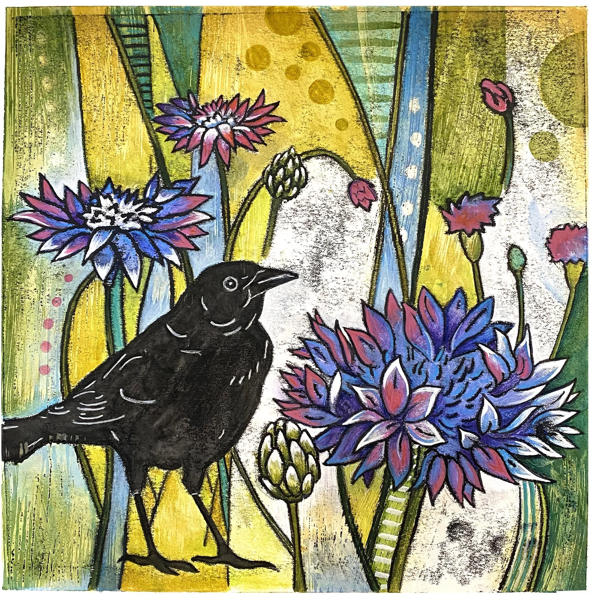 PRAIRIE WATCH  |   trace monotype with watercolor   |   12" x 12"   |   SOLD