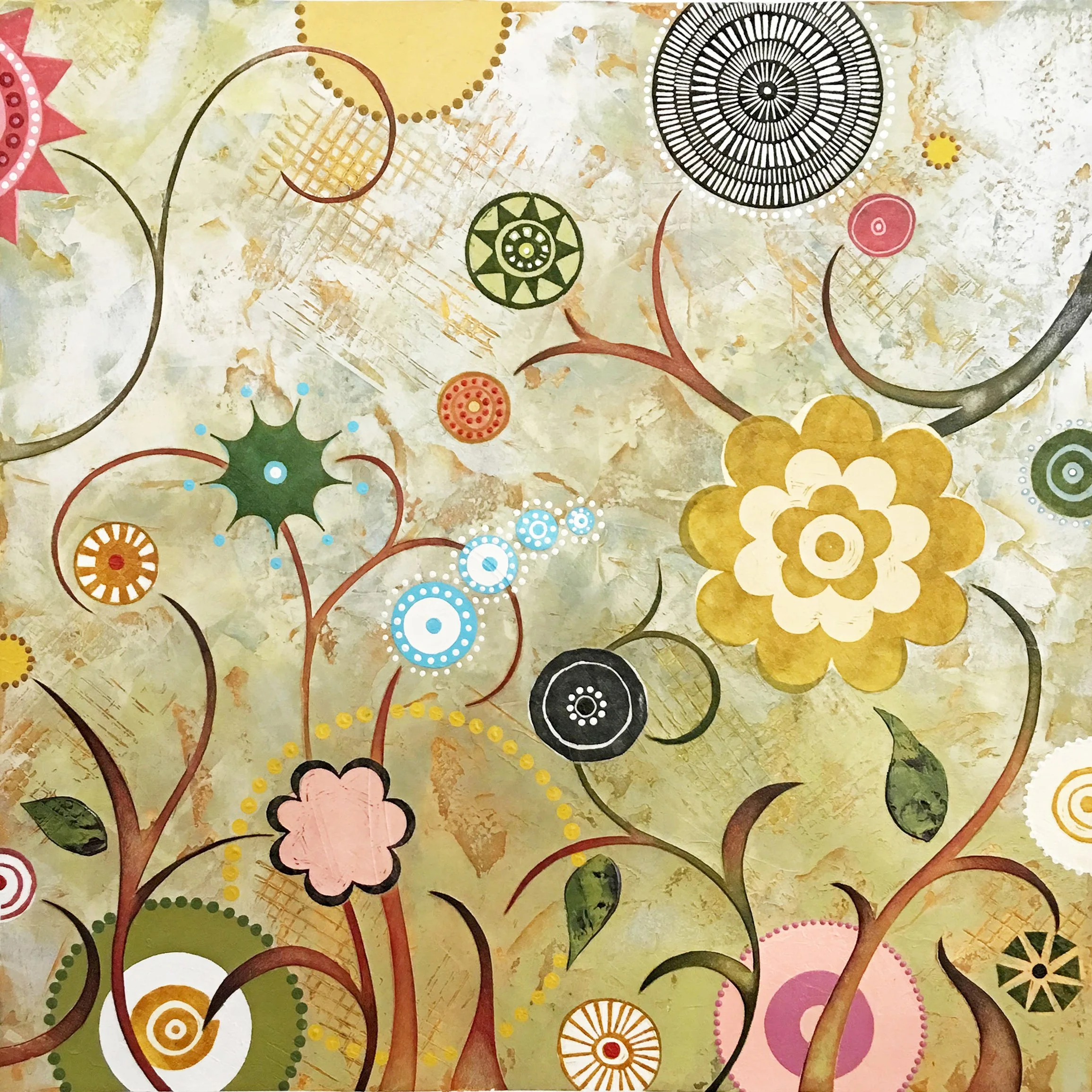 NEW GROWTH   |   acrylic and collage on paper   |   30" x 30"   |   SOLD   