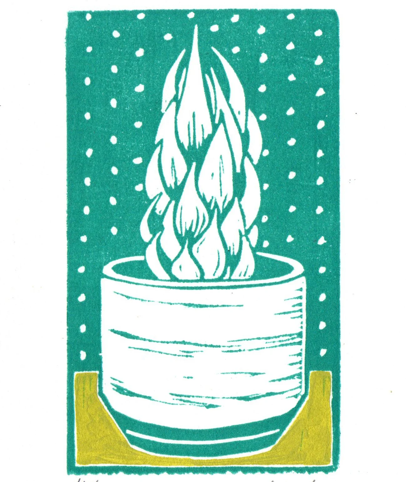 SUCCULENT 2   |   linocut with gouache