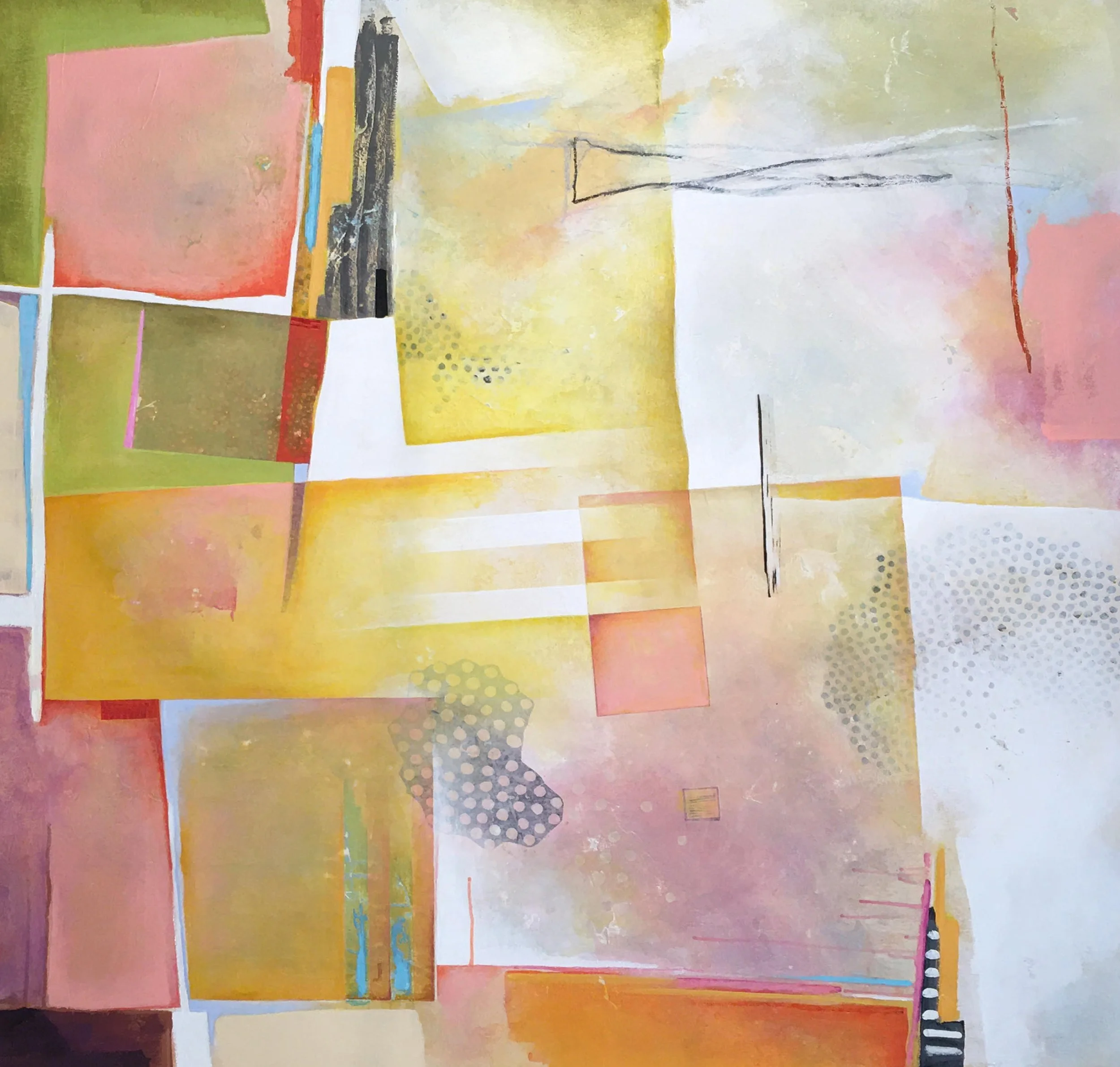 JULY WINDOWPANES   |   acrylic and collage on canvas   |   40" x 40"