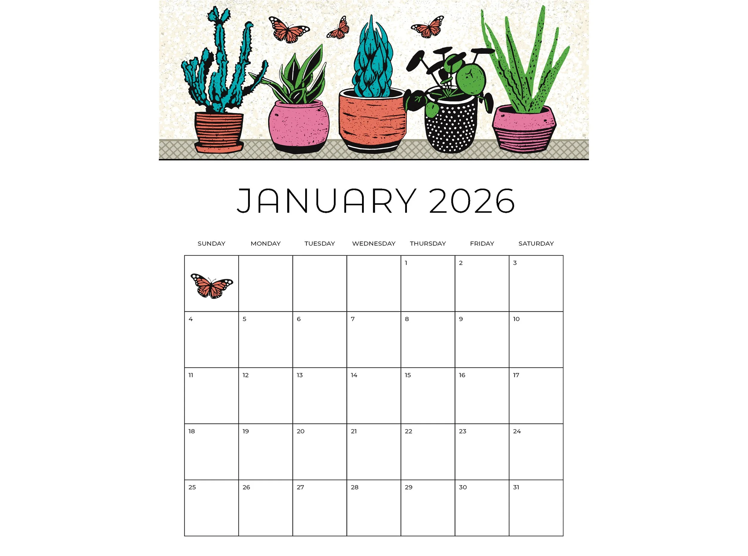 JANUARY CALENDAR PAGE