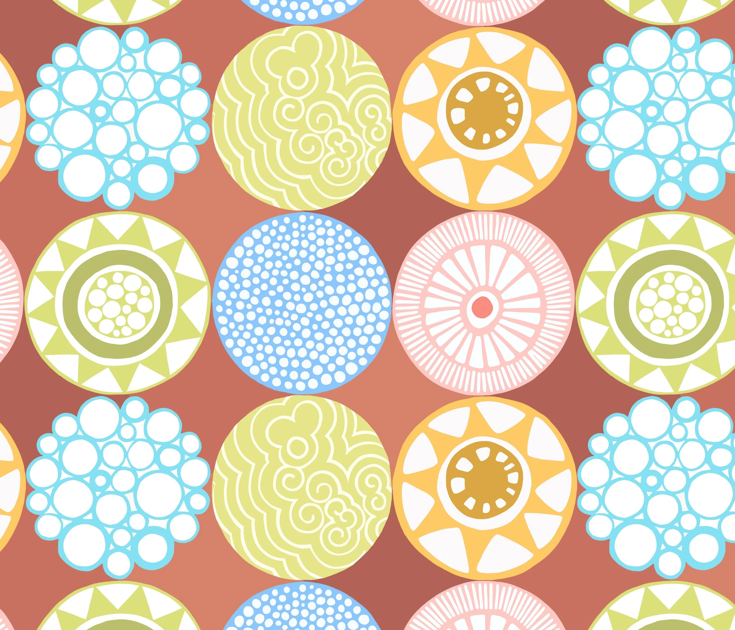 Block Print Circle Grid
