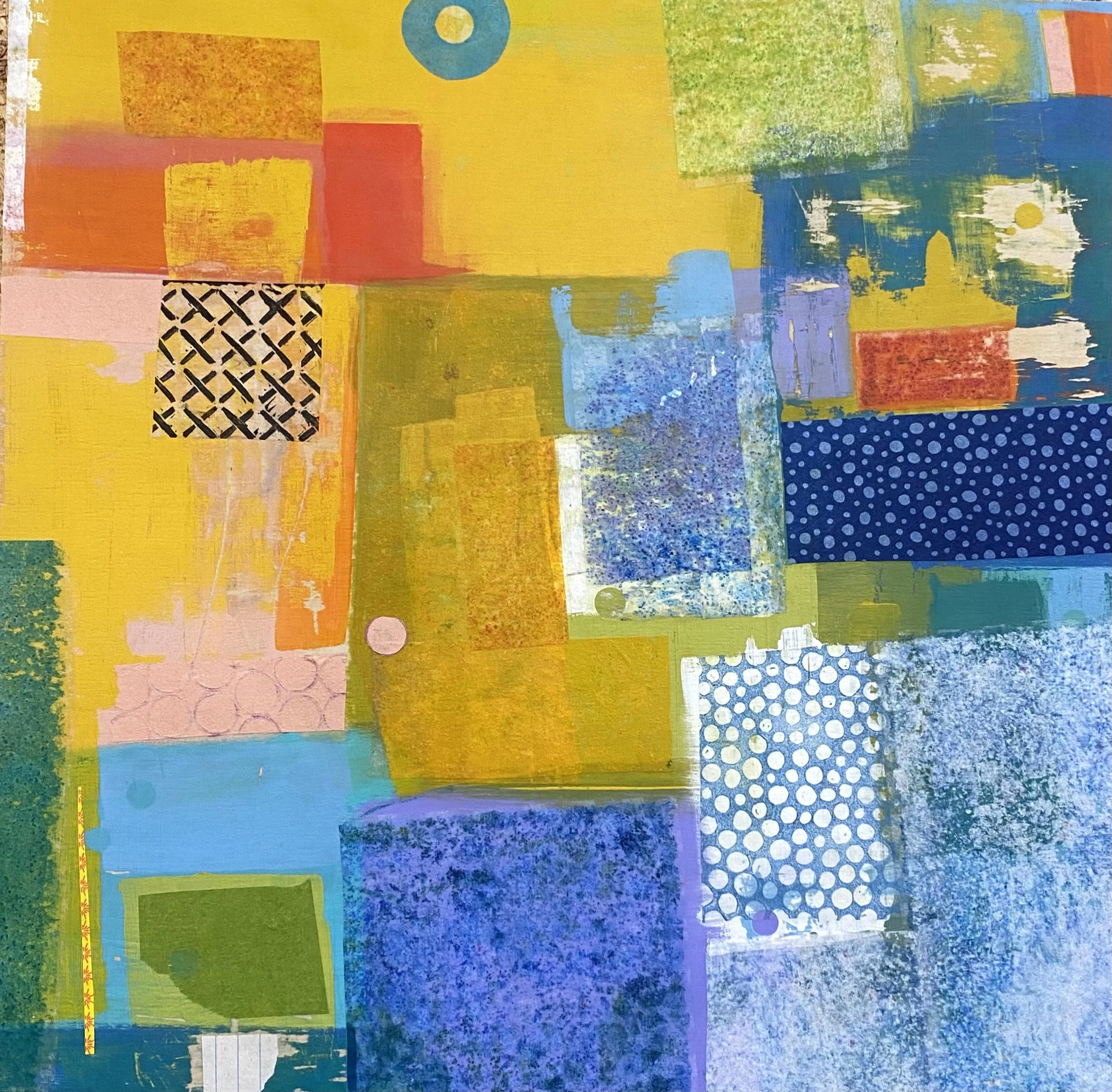 QUIET MEND 3   |   acrylic and collage on wood panel   |   18" x 18"   |   SOLD
