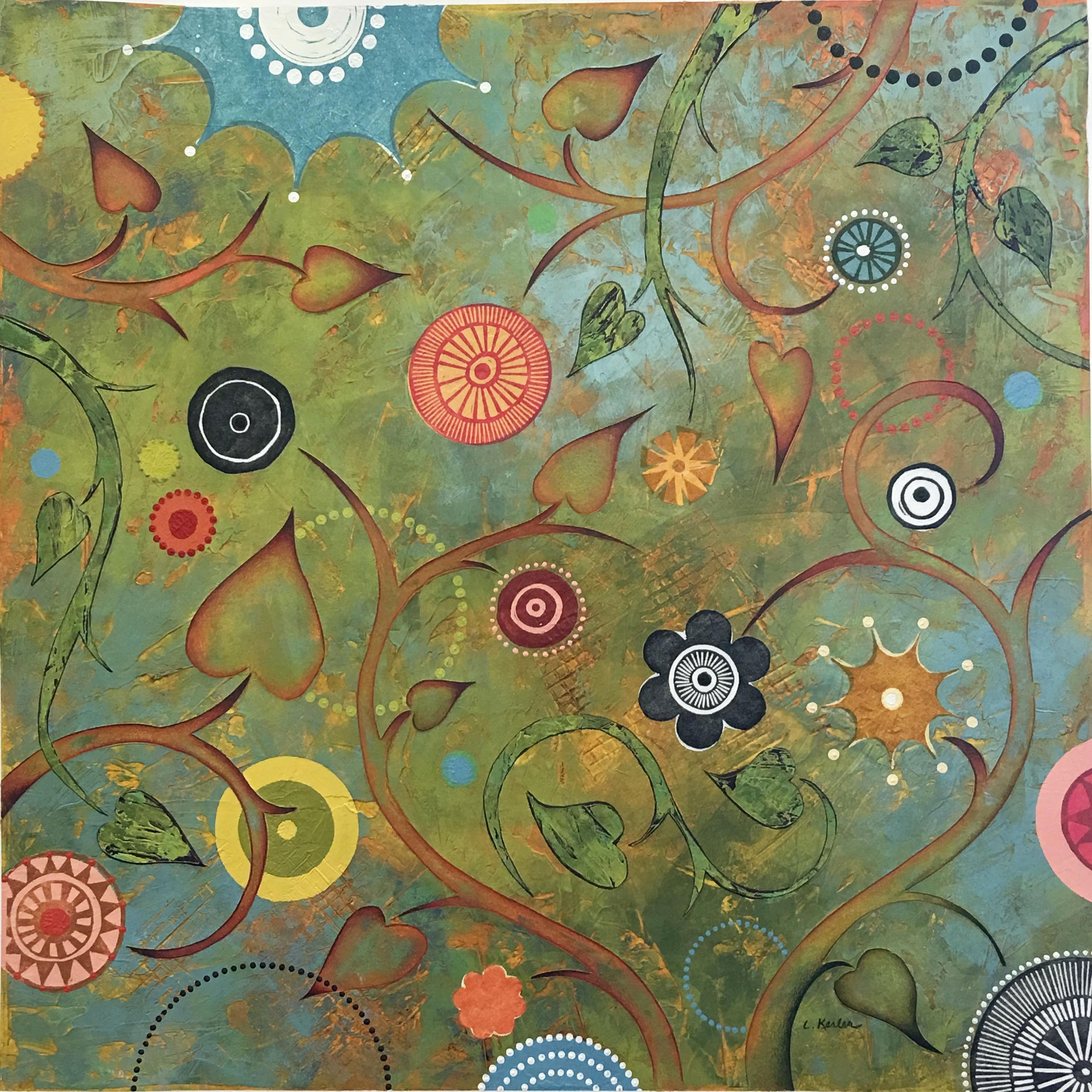 GARDEN WALL   |   acrylic and collage on paper   |   30" x 30"   |   SOLD
