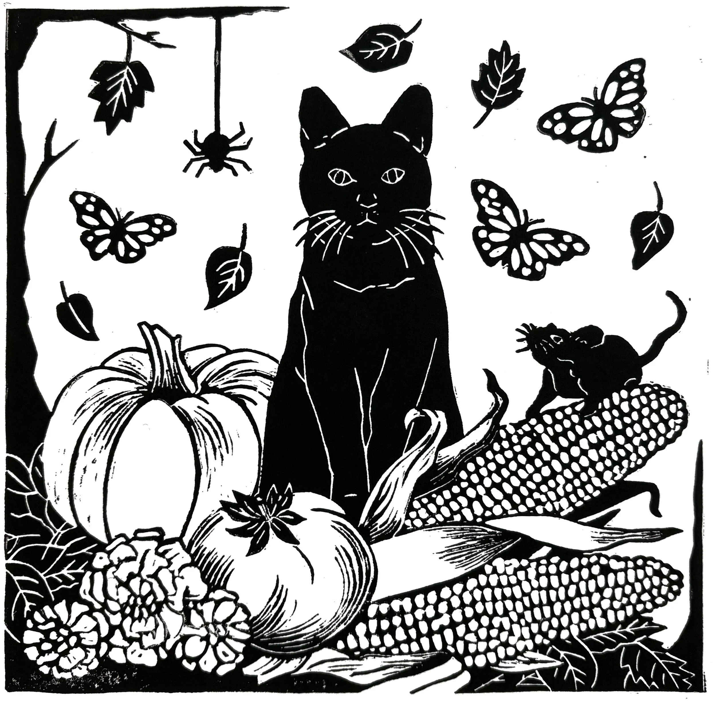 AUTUMN   |   linocut   |   8" x 8"