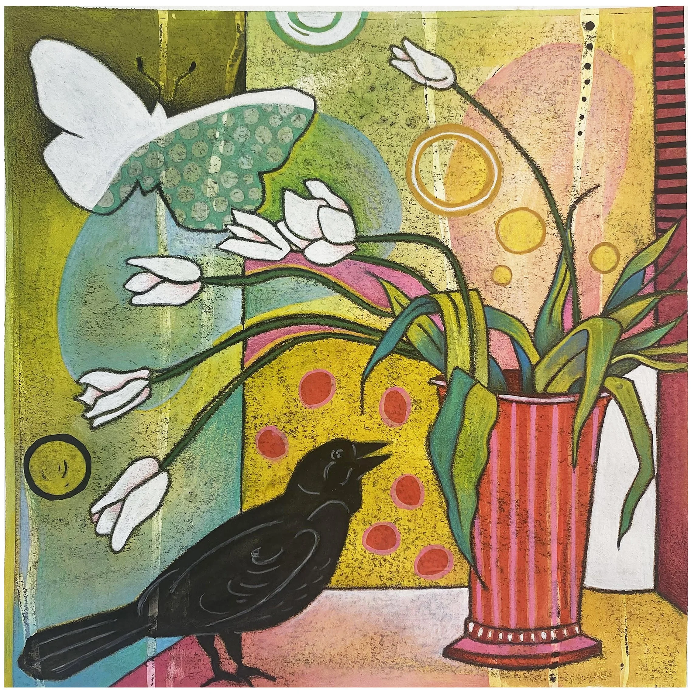 RED VASE   |   trace monotype with watercolor   |   12" x 12"   |   SOLD